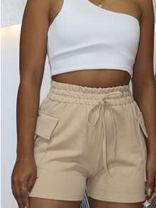 Women's Shorts Sweatpants Sweatpants Loose Shorts Comfortable Cotton - 米色 - 查看 3
