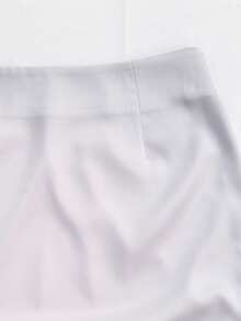 缎面中长开衩裙摆优雅高腰休闲A字派对裙，带拉链，春夏婚礼宾客无弹力面料半身裙 - 灰色 - 查看 5