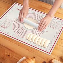 1/2pcs Baking Mat And Rolling Pin Set | Includes Non-Slip Silicone Baking Mat And Non-Stick Dough Rolling Pin | Precise Soft Pad, Anti-Slip Roller | Durable And Easy To Clean | Suitable For Baking, Pastries, Bread Making | Easy Dough Preparation And Handling | Baking Tool Combo - - - View 1