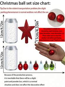 30 件/盒圣诞球树顶装饰星形礼品套装 - 彩色防碎塑料装饰球，适用于圣诞树装饰、节日派对和婚礼装饰、圣诞节、生日礼物