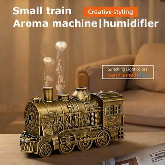 2026 New Creative Train Shaped Aroma Diffuser, Dual Mist Outlets, 7-Color Mood Lighting, Essential Oil Compatible, Quiet Operation, Suitable For Bedroom/Living Room/Office, (Essential Oil Not Included)