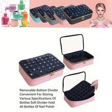 Nail Polish Storage Bag, Travel Nail Polish Organizer, Portable Handheld Cosmetic Organizer, Multi-Functional Gel Nail Polish Organizer, With Removable Dividers, Holds 40 Bottles, Ideal For Nail Polish, Essential Oils, Rhinestones Storage.(Bag Only) Makeup Bag Make Up Bag Makeup Pouch Cosmetic Bag Toiletry Bag Wash Bag Travel Essential Cruise Essentials Vacation Essentials For Men Women