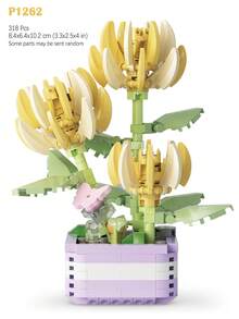 12 Styles Mini Building Block Flower Kits, 317-473 Pcs Assorted Craft Supplies, Creative 3D Floral Educational Toys, Ideal Gifts For Friends And Family - Multicolor - View 24