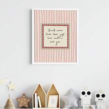 Tranh canvas treo tường 1 tấm, thích hợp cho phòng trẻ em, "Em yêu, em sẽ không bao giờ biết anh yêu em nhiều đến thế nào." Trang trí phòng bé màu hồng và xanh lá cây, tranh tường sọc ấm áp, thích hợp cho phòng trẻ sơ sinh - Sản phẩm in vật lý - Áp dụng cho: Trang trí phòng trẻ em, trang trí phòng trẻ sơ sinh, trang trí phòng chơi, trang trí trường mẫu giáo, trang trí phòng bé trai/bé gái, chống thấm nước. Quà tặng trang trí tiệc, thích hợp cho sinh nhật bé gái, phòng ngủ bé gái, đồ dùng cho bé, quà tặng bé trai, trang trí phòng trẻ sơ sinh. - Nhiều màu - Xem 9