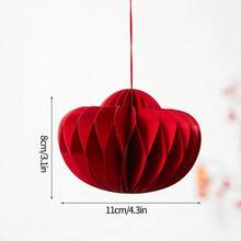 1个红色纸蜂窝灯笼装饰品，中国新年挂饰套装，无需用电，适用于婚礼、新娘送礼会、生日、周年纪念日、情人节 - 紅色 - 查看 24