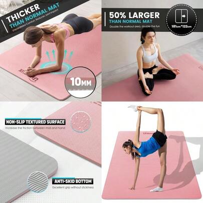 UMINEUX Large Yoga Mat For Men And Women 1/4 And 2/5 Inch Extra Thick TPE Fitn Mat For Home Gym Workout NonSlip  Friendly Exercise Mat For Yoga Pilates Stretching Meditation