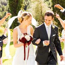 باقات زفاف بوهيمية للعروس والوصيفات، وردات اصطناعية باللون الأحمر والشمبانيا لديكور حفل الزفاف، باقات عروس وترتيبات زهور لزينة المنزل وطاولات الوسط، وردات اصطناعية للرمي في حفل الزفاف المدني واكسسوارات عيد الحب - الأحمر - مشاهدة 4