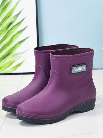 1 par de botas de lluvia a la moda y impermeables, cálidas para otoño/invierno, adecuadas para la cocina, la lavandería, lavar el coche, pisar charcos, tubo corto grueso, uso al aire libre, primavera/verano