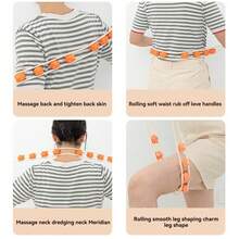 1件装开放式肩部牵引器，背部按摩工具，牵引带，肩颈放松按摩滚轮
