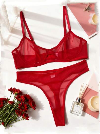 Leopard & Stripe Sexy Sheer Romantic Lingerie Set For Women, Suitable For Club Party And Outing