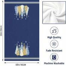 2pcs Highly Absorbent Polyester Festive Christmas Kitchen Towels - Blue Tree Design, 18x26 Inches For Holiday Home Decor, Cooking, Baking, And Cleaning - 2pcs - View 3