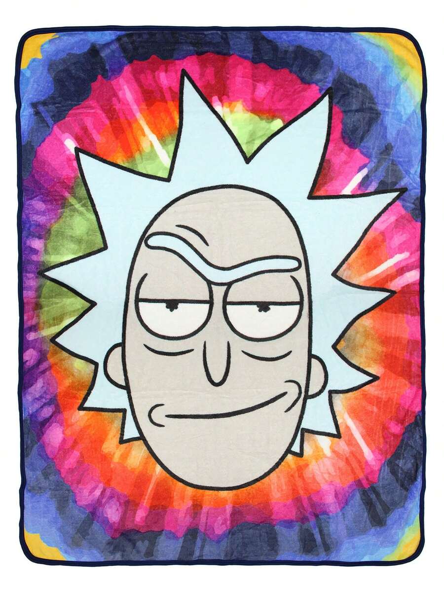 Warner Bros Rick And Morty Tie Dye Rick Micro Raschel Throw Blanket 46"X60" (116cm X 152cm) - 彩色 - 查看 1