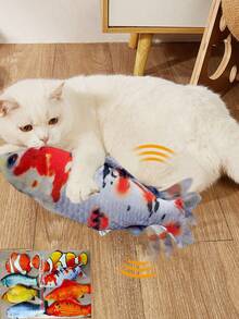 1个电动软体鱼猫玩具，家用娱乐
