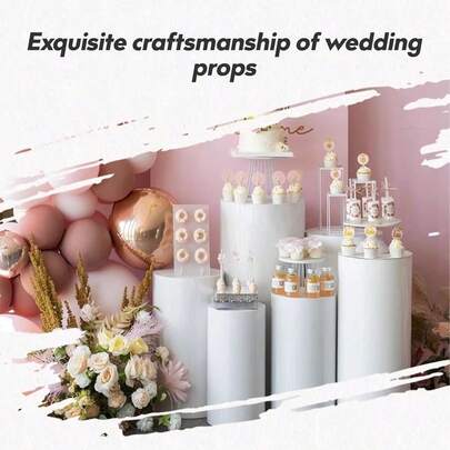 5PCS Thickened PVC Cylinder Pedestal Stands For Party, White Round Large Cylinder Tables, Pedestal Display Plinth ...