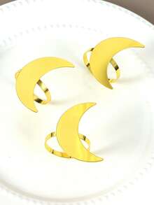 6个金色月亮餐巾环，适用于节日餐桌装饰、餐巾架、宴会餐巾夹，简约餐巾环 - 金色 - 查看 4