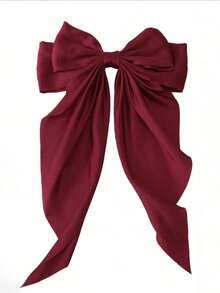 1 件儿童女孩蝴蝶结发夹，儿童深红色蝴蝶结发夹，丝带蝴蝶结发夹，缎带蝴蝶结长尾夹，蝴蝶结派对发饰爪夹，学校用品 - 酒紅色 - 查看 9