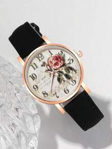 3pcs Fashion Elegant Gift Set: Casual Floral Quartz Watch, Versatile Leather Belt, Suitable For Gifts, Sisters And Couples - Multicolor - View 13