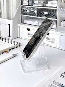 1 pieza Nuevo soporte de acrílico transparente minimalista para teléfono para el Día de San Valentín, soporte estable para teléfono, accesorios universales para teléfono, soporte para iPad de varios ángulos, decoraciones para el dormitorio - Multicolor - Ver 6