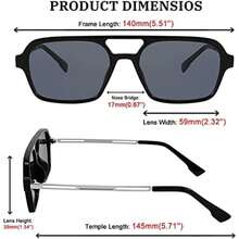 FEISEDY Aviador gafas de sol vintage cuadrados 70s para mujeres y hombres diseño de metal tonos lentes de sol clásicos retro B2752(negro 59 Milímetros) - Multicolor - Ver 8