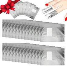 50/100 /400/1000 Pcs Nail Polish Remover Foil Nail Wraps, Nail Foils Soak Off, Gel Finger Polish Remover Foil Wraps With Pre-Attached Lint Free Larger Polyest Resin Pad For Nails Removal Nail Tech Supplies FOR Women Christmas Gifts Stocking Stuffers - Silver - View 2