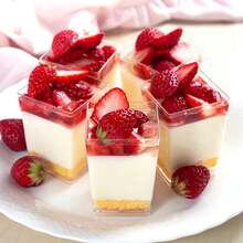 50/100/150PCS Dessert Cups Per Pack, 150 Ml 5 Oz Dessert Cups With Spoons And Lids, Plastic Dessert Bowls, DIY Reusable Square Dessert Cups, Cake Molds For Desserts, Puddings, Mousses, Ice Cream, Picnics, Parties - 無色 - 查看 4