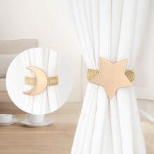1pc Star & Moon Tieback Vintage Star And Moon Metal Curtain Tieback - Durable Zinc Alloy, Ramadan Decor Elegant Home Decor For Living Room, Bedroom, Study | Vintage Style | Curtains For Living Room - Gold - View 2