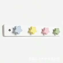 1pc Wooden Star Shaped Wall Mounted Coat Rack, Colorful Five-Pointed Star Wall Hanger For Living Room, Entryway, Nursery, Home Storage - Multicolor - View 5