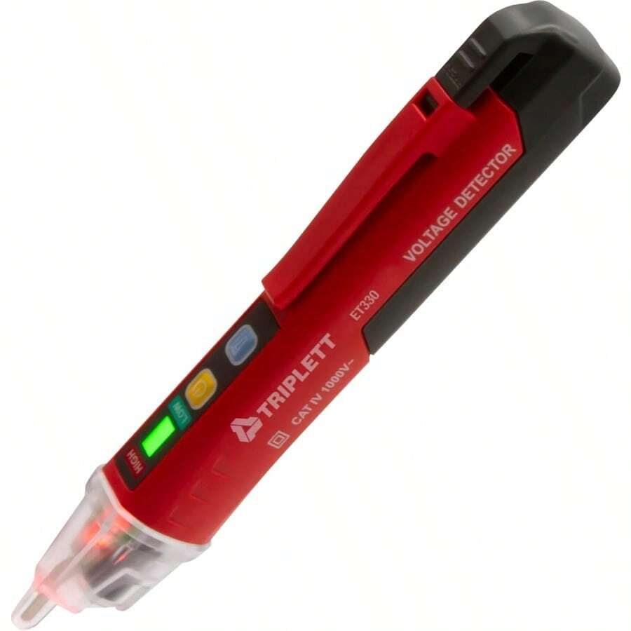 Triplett ET330 Detector de voltaje de CA dual sin contacto 24 a 1000 V y 90 a 1000 V con indicadores audibles y visuales - Rojo - Ver 1