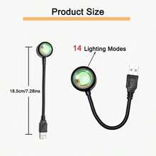 Sunset Projection Lamp - USB Powered Color Changing LED Sunset Night Light, 7 Color Breathing Modes, 360° Rainbow Ambient Mood Lighting For Bedroom, Home Decor, Christmas, Parties, Relaxation, And Meditation - 橘色 - 查看 3