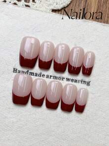 10 móng tay giả vuông thủ công, móng ngắn vừa, móng hồng tối giản, móng đỏ kiểu Pháp, móng đơn giản thanh lịch sang trọng mùa xuân, móng giả thẩm mỹ tối giản mùa hè, móng giả đa năng tự làm nghệ thuật móng tay giả phù hợp cho tiệc tùng, hàng ngày và hẹn hò, thích hợp sử dụng trong môi trường công sở, có thể tái sử dụng, làm quà tặng cho phụ nữ và bé gái, dụng cụ làm móng thủ công. - Đỏ - Xem 1