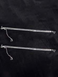 1pc/2pcsElegant & Sexy Silvery-Plated Rhinestone Bra Straps - Invisible, Adjustable For Wedding Dresses & Vacation Wear - Silver - View 7