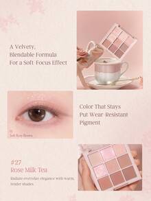 Dasique 九色眼影盘，持久显色，易于上手，顺滑易晕染，纯素配方，无动物实验，节日必备玫瑰女孩最佳色彩魅力氛围，圣诞节送给女性的礼物，时尚女装品牌，返校季，新娘婚纱，夏季，情人节，假期，情人节 - #27 Rose Milk Tea - 查看 5