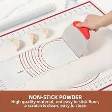1/2pcs Baking Mat And Rolling Pin Set | Includes Non-Slip Silicone Baking Mat And Non-Stick Dough Rolling Pin | Precise Soft Pad, Anti-Slip Roller | Durable And Easy To Clean | Suitable For Baking, Pastries, Bread Making | Easy Dough Preparation And Handling | Baking Tool Combo - - - View 3