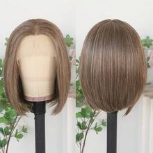 13x4 Ash Blonde Wigs Blonde Lace Front Wigs HD Lace Frontal Wigs Brown Blonde Lace Front Wig Pre Plucked Glueless Blonde Bob Wig Breathable Cap Easy Install Wig Free Part Heat Resistant Fiber Wig For Women Girls Halloween Party Vacation Daily Used 16 Inch - 金色 - 查看 6