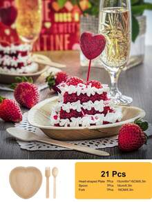 25pcs Heart Shaped Wooden Plates - 6 Inch Elegant Round Edge Disposable Party Plates, Smooth Surface, Rounded Corners, Suitable For Desserts, Appetizers, Salads, Event Catering, Holidays, Home, Kitchen, Parties, Weddings, Birthdays, Valentine's Day, Easter, Thanksgiving And More, Disposable Tableware - Multicolor - View 12