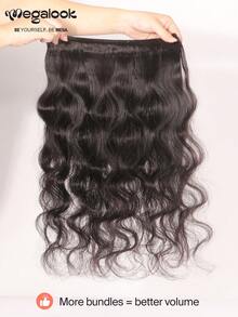MEGALOOK 15A Grade Large Wave 100% Human Hair Extensions, 1 Bundle Or 3 Bundles Optional, 10-26 Inches, Unprocessed Brazilian Raw Hair, Natural Black, Silky And Soft Texture, Suitable For Women - SNatural - View 10