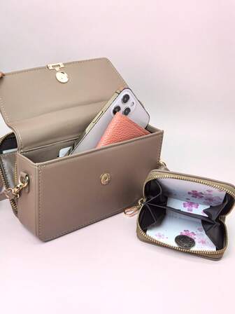 MINGYOU New Mini Messenger's Wallet Fashion Embroidery Soft Double Zipper Multi-Function Large Capacity Mobile Phone Bag, Sweet Cute Exquisite Women's Young Student Messenger Bag, Suitable For Shopping Dating Gift