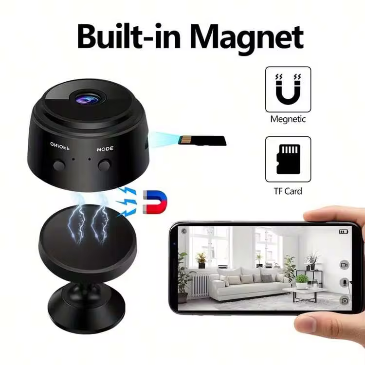 Bộ 2 camera an ninh không dây mini giấu kín, độ phân giải HD 1080P, kèm chân đế, kết nối WIFI, điều khiển qua ứng dụng di động, thích hợp sử dụng trong phòng khách, văn phòng, xe hơi và ngoài trời. - màu đen - Xem 7