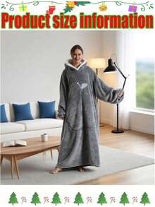 1 Stück tragbare Decken-Kapuze für Frauen und Männer. Weiche Sherpa-Decken-Kapuze mit Ärmeln und Tasche, überlange Kapuzen-Decken-Sweatshirts, kuschelig und warm. Fleece-Decke mit Ärmeln und großer Tasche für Erwachsene, kuschelige Kapuzen-Decke als Geschenk für drinnen & Outdoor, locker sitzender Bademantel-Decken-Mantel, warme Decken-Pyjamas - Verschiedenfarbig - Übersicht 4