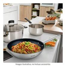 Sarten Wok T-fal Cook Eat 28 cm de Acero Inoxidable, Tecnología de inducción superior Thermo-Fusion - Plateado - Ver 4