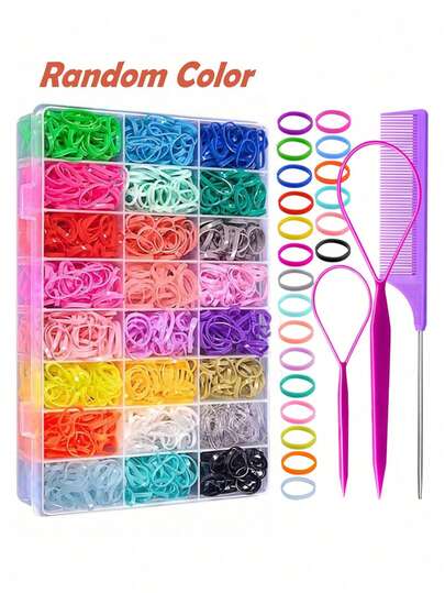 1003 piezas/Paquete Lazos elásticos para el cabello de colores aleatorios, 32 colores disponibles, mini bandas de goma Scrunchies para el cabello, set de accesorios para el cabello suaves para niñas pequeñas, regalo de Navidad y Año Nuevo