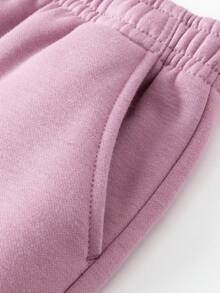 mini bala 2025年冬季女婴红外线抓绒运动裤，抗菌保暖运动裤 - 磚紅 - 查看 7