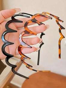 2pcs Elegant Leopard Print Big Wave Headbands For Women, Increase Hair Volume Daily Wear Wave Headbands, Women's Outdoor, Washing Face, Back To School Hair Accessories - Multicolor - View 9