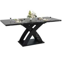 Utdragbart matbord, matbord, köksbord, balkongbord, matbord i trä, utdragbart matbord, 120–160 cm, plats för upp till 6 personer, svart - Svart - Visa 7