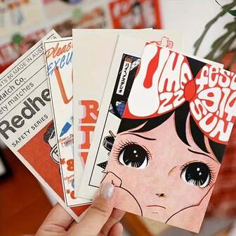 30 piezas de sellos vintage japoneses - Tarjetas de papelería japonesas retro con diseños de anime, manga y kimono - Rosa claro (rosa, azul, amarillo, rojo, verde, morado, negro, blanco, gris, naranja, marrón, beige) - Para scrapbooking, marcos de fotos, cumpleaños, Navidad, San Valentín, regalos de graduación - Decoración de estilo japonés para el hogar, la oficina o el aula