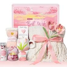 Spa Gift Basket For Women, Vanilla Scent, Christmas Gift, Birthday, Mother's Day, Anniversary Gift Set, Fragrant Gifts Of Sympathy And Comfort For Mom, Wife, Girlfriend, Friend, Grandmother, Teacher, Nurse - Rose - 查看 10