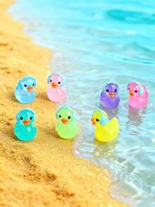10/20pcs Mini Luminous Resin Ducks Figurines, Fashion Glow In The Dark Miniature Duck With Headphones Tiny Animals Ornament For DIY Fairy Garden, Micro Landscape Craft, Glass Container, Potted Plant Decor, Car Interior Accessories, Home Decor, Bookcase, Living Room Scenes, Theme Party, Christmas, New Year, Valentine's Day, Wedding, Perfect Birthday Gift(Random Color)