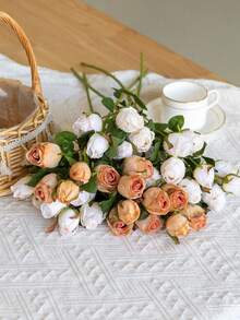 1/3/5 szt. Sztuczna róża, Sztuczna róża, Dekoracja domu, Styl nordycki, 7 małych, sztucznych główek róż, Sztuczne rośliny zielone, Wystrój domu w stylu rustykalnym, Jesienny bukiet róż, Bukiet róż odpowiedni na każdą porę roku, Wystrój salonu, Wystrój stołu jadalnego, Wystrój ślubny, Wystrój wiosenny, Dekoracje ślubne, Sztuczne kwiaty - Wielokolorowe - Zobacz 11