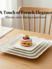 1/3 chiếc Đĩa ăn tối bằng gốm sứ dập nổi phong cách Châu Âu - Đĩa ăn sáng hình con bướm, Đĩa đựng món ăn phụ tinh tế cho bữa trà chiều tại nhà và văn phòng, Đĩa tráng miệng, Đĩa đựng mì ống bít tết, Đĩa đựng salad trái cây - Tấm phù điêu vuông - Xem 1