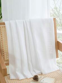 1片/2片装棕色绳顶柔软舒适加厚薄纱窗帘，农舍风格，适用于卧室、客厅、厨房 - 防紫外线，针织，无衬里，装饰性涤纶窗帘片 - 白色 - 查看 3